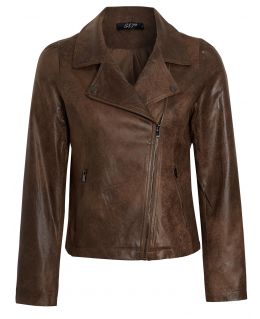 Vintage Effect Biker Jacket with shine, Black, Brown, UK Sizes 8 to 14