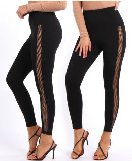 Womens Side Lace Panel Stretch High Waist Leggings, UK Sizes 6 to 14