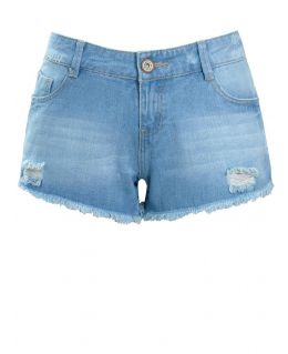 Blue Denim  Low Waist Short with Frayed Rips