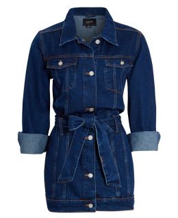 Womens Semi Oversized Girlfriend Denim Jacket, Indigo Mid Blue, UK Sizes 8 to 16