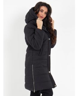 Side Zips Padded Parka Coat, Black, Stone, UK Sizes 8 - 16