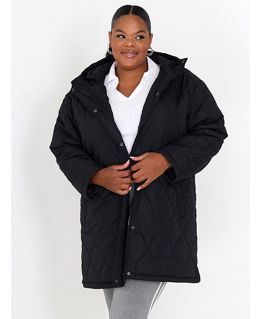 Plus Size Onion Skin Quilted Long jacket, UK Sizes 18 to 24