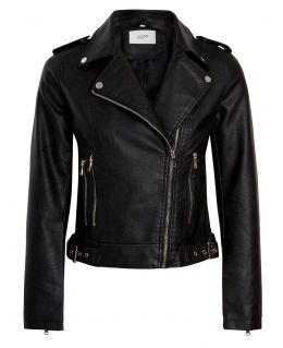 Faux leather Biker Jacket, Black PU, UK Sizes 8 to 16
