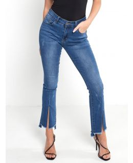 Front Split Mid Waist Denim Bootcut Jeans, UK Sizes 6 to 14