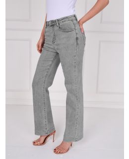 Straight Flare High Waist Denim Jeans, Grey, Blue, UK Sizes 8 to 16