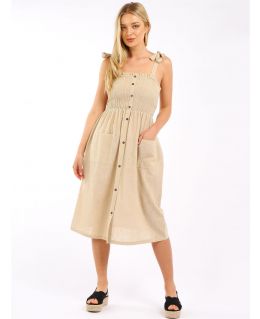 Shirred Bust Lightweight Summer Dresses, Black, White, Beige, UK Sizes to 14