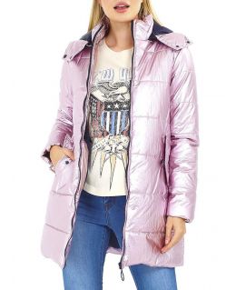 Womens Metallic Pink Longline Coat, Sizes 8 to 16