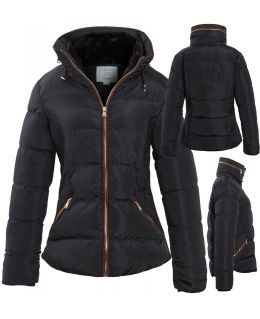 Puffer Jacket Womens Faux Fur Padded Coat Size 12 8 10 14 16 Quilted