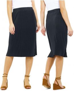 Black Plisse Skirt with Elasticated Waist