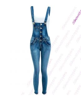 Blue Dungaree Slim Fit Stretch Denim Jean