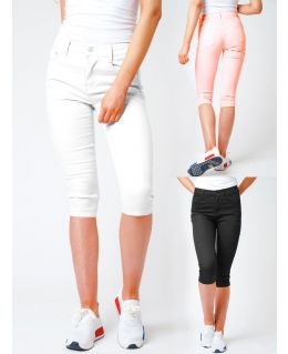 Womens Stretch Denim Twill Capri Shorts, Sizes 8 to 16