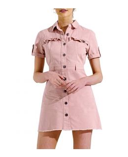 NEW Womens Longline Denim Shirt Dress Ladies Jean Dresses Size 6 8 10 12 14
