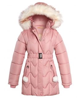 Girls Quilted Fleece Lined Jacket, Black, Pink, Ages 3 to 14 Years