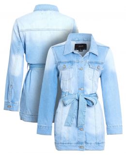 Womens Semi Oversized Girlfriend Denim Jacket, Bleach Wash, UK Sizes 8 to 16