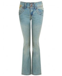 Womens Light Blue Green stretch denim Bootcut Jeans, UK Sizes 8 to 14