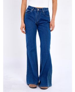 Baggy Denim Flared High Waist Jeans, Dark Blue, Uk Sizes 8 to 14