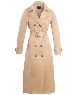 Womens Maxi Trench Coat, Black, Stone, UK Sizes 8 to 16