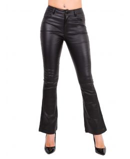 Womens Black High Waist Wet look Bootcut Jeans, UK Sizes 6 - 14