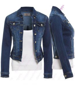 Womens Size 14 16 18 20 Stretch Denim Jacket Ladies Indigo Jean Jackets Blue