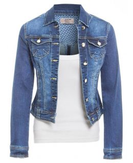 Womens Plus Size Stretch Denim Jacket, Stonewash Blue, UK sizes 16 to 24