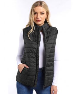 Womens Quilted Gilet Bodywarmer Jacket, Black, Berry, Khaki, Navy, UK Sizes 8 to 14