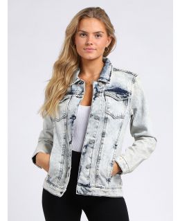 Womens Boyfriend Fit Denim Jacket, Acid Blue, UK Sizes 8 to 16