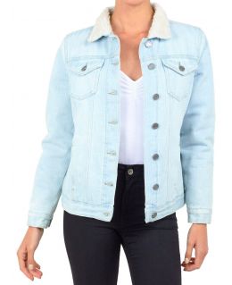Womens Borg Lined Denim Jacket, UK Sizes 8 to 16