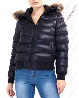 Womens Puffer Jackets Padded Faux Fur Coat Size 12 8 10 14 16 Hooded