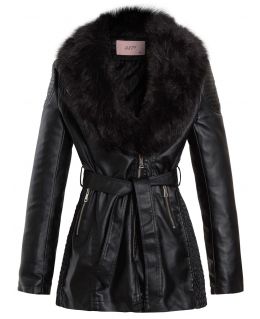 Faux leather Quilted Biker Coat, Black, UK Sizes 8 to 14