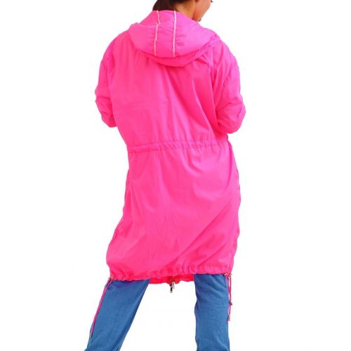 Womens Showerproof Raincoat Hooded Neon Lime Long Size 10 12 14 16 8 