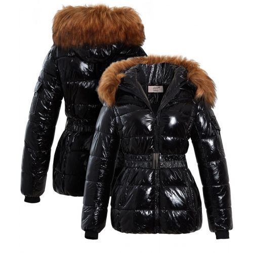 Womens Puffer Jacket Padded Parka Faux Fur Coat Size 12 8 10 14 16 Black Pink