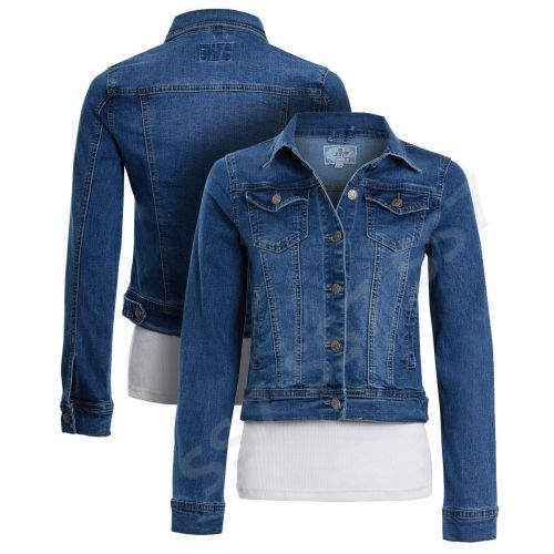 SS7 Womens Indigo Denim Jacket Ladies Stretch Jean Jackets Size 8 10 12 14 Dark Blue 