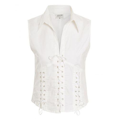 Womens Lace up Basque Shirt, Stretch 