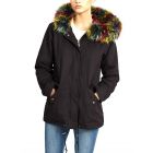 NEW Womens Oversized Hood Multi Fur Parka Coat Ladies Black Jacket Size 8 to 16