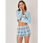 Cotton Shorts Pyjama Set, Nightwear, UK sizes 8 to 14, Blue