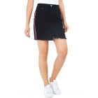Black Front Split Stretch Denim Skirt 