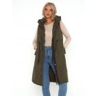 Longline Quilted Sleeveless Gilet, Black, Navy, Khaki, UK Sizes 8 to 16