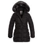 Girls Quilted Puffer Coat, Black, Grey, Ages 3 to 14 Years