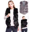 Womens Faux Fur Gilet  Jacket, Black, Grey, Mustard, White, Sizes 6 to 14
