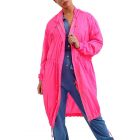 Womens Showerproof Raincoat Hooded Neon Pink Long Size 10 12 14 16 8