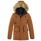 Boys Fleece Lined Winter Parka Coat, Camel, Black, Ages 3 to 14 Years