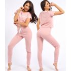 Women's 2 Piece PJ Set Cotton Nightwear Tee and Jogger Pyjamas, UK Size 8 to 14