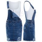 NEW Womens Denim Dungaree Dress Ladies Jean Pinafore Skirt Blue Sizes 8 10 12 14