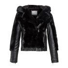 PU Faux Fur Jacket, Fully Fleece Lined, Black, UK Sizes 8 to 14
