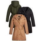 Padded Showerproof Parka Coat, Tan, Black, Khaki, UK Sizes 8 to 16