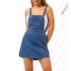 Womens Dungaree Pinafore Dress Denim Skirt Dungarees Size 6 8 10 12 14 Mid Denim Blue