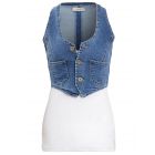 Cropped Denim Gilet, Fitted Style, Blue, Black, White, UK Sizes 6 to 14