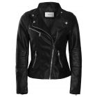 Biker Jacket in Faux Leather, Pink, Mustard, Black, UK Sizes 8 to 16