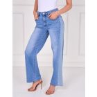 2 Tone Straight Flare High Waist Denim Stretch Jeans, UK Sizes 6 to 14