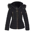 Quilted Faux Fur Hooded Jacket, Black, UK Sizes 8 to 16